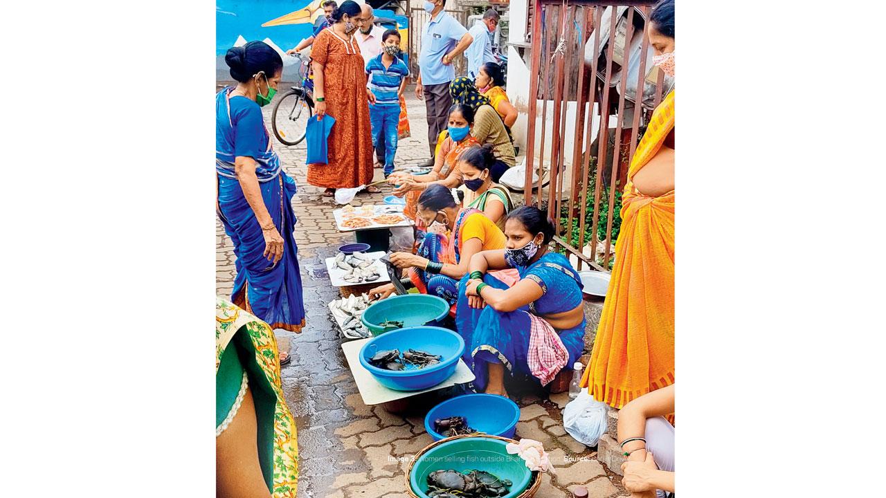 A photograph in the report features women selling fish outside Bhandup Station. PIC COURTESY/Berjis Driver