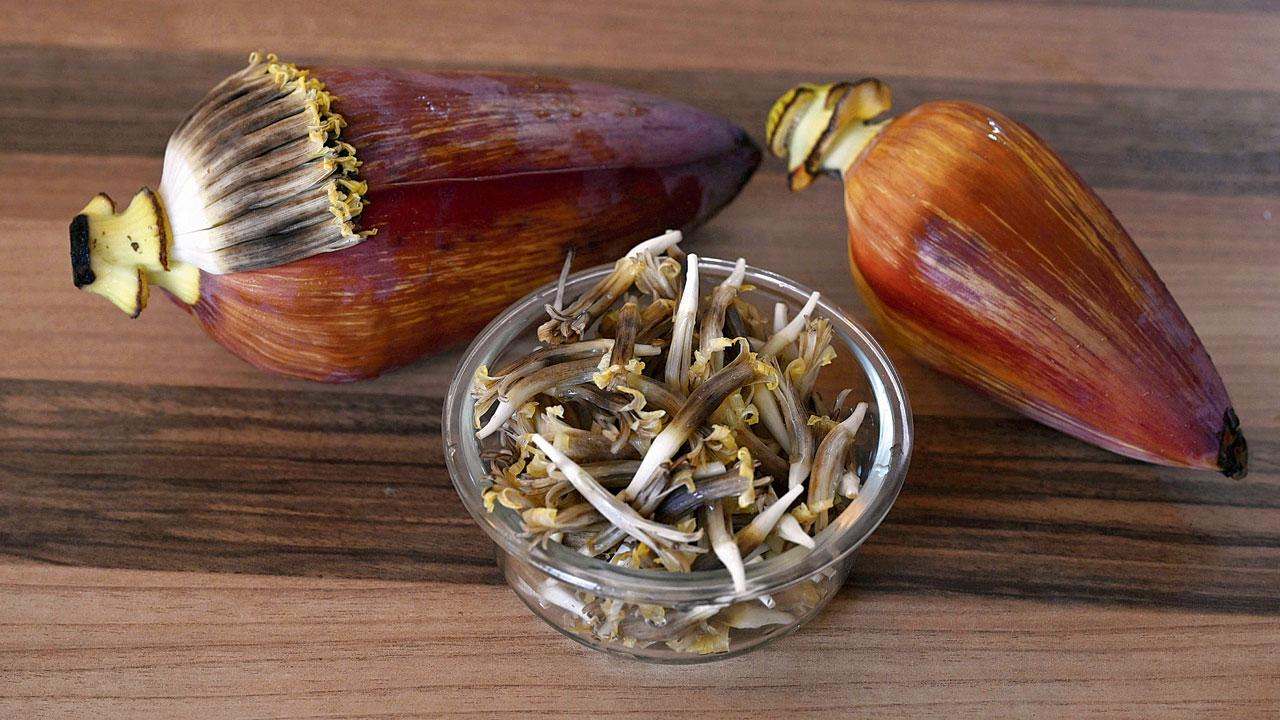 Banana blossom is available all year round, but it’s more commonly used to make sabzi. It’s mostly during the monsoon that cravings for vazhapoo vada strike, says Chef Anmol Menon. Pics/Ashish Raje