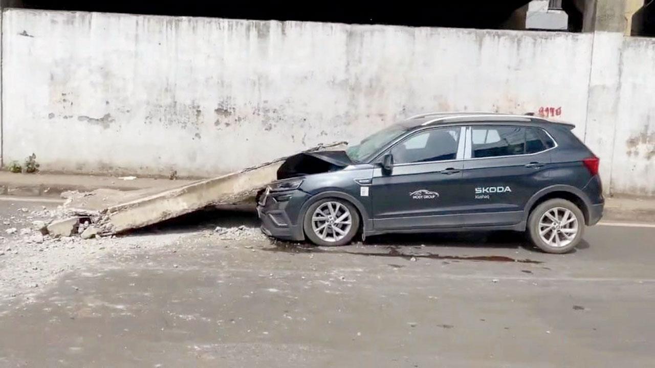 Mumbai: Slab under Andheri flyover falls on car