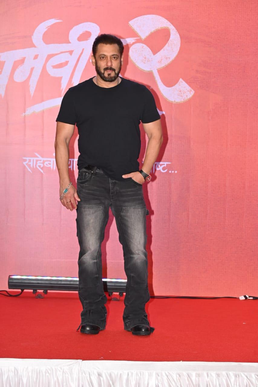 Salman Khan, in his trademark jeans and T-shirt style, looked incredibly handsome at the trailer launch of Dharamveer 2