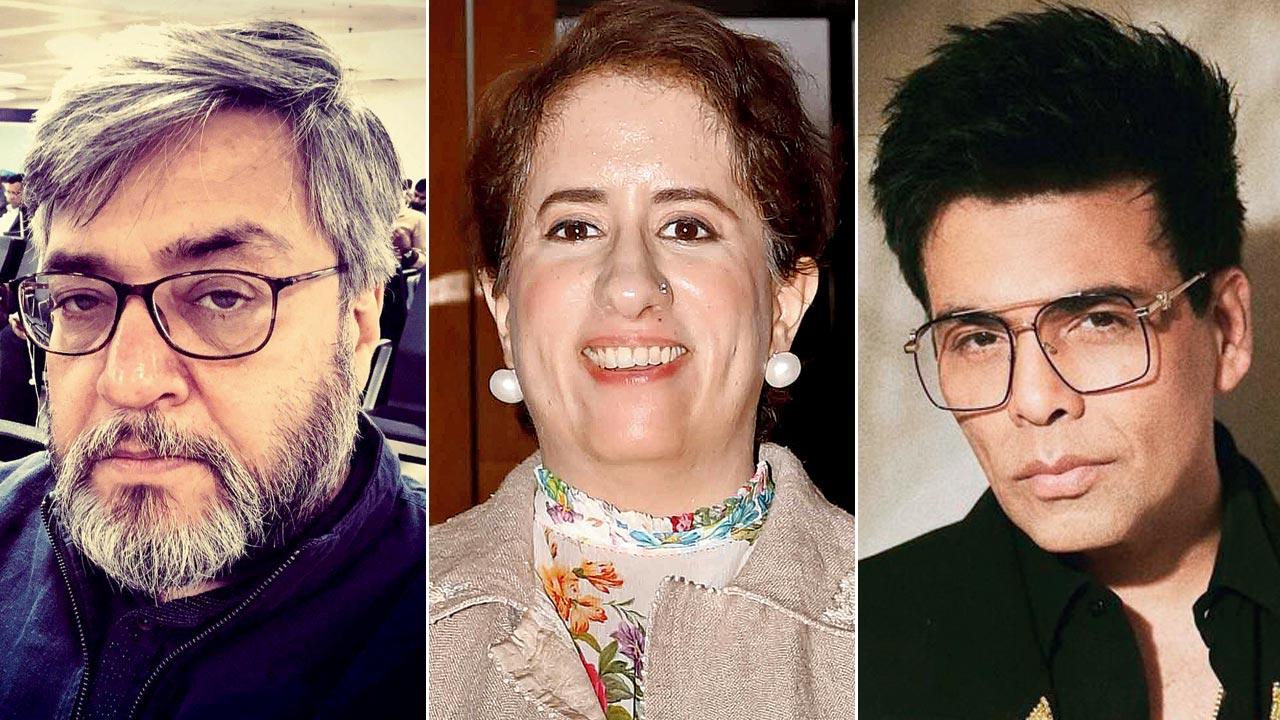 Umesh Bisht, Guneet Monga Kapoor and Karan Johar