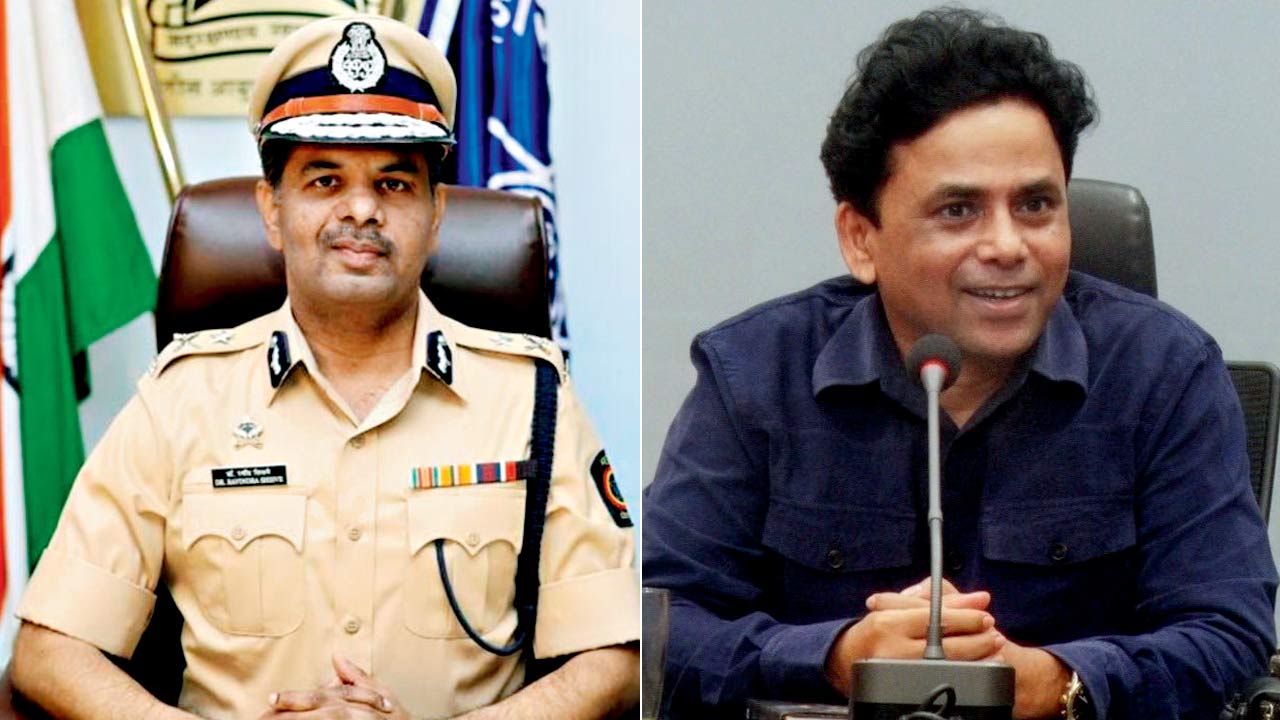 Government Railway Police Commissioner Ravindra Shisve; (right) Shisve’s predecessor Quaiser Khalid, who has been suspended