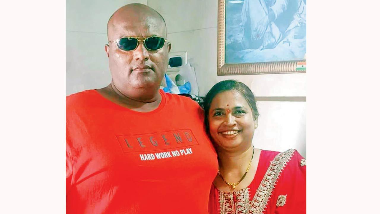 Kaveri and her husband Pradeep. She had landed on the BMW’s bonnet and slipped under the car’s wheels