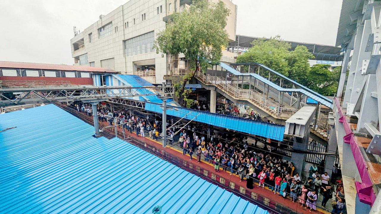 Metro station, platform 1 where deck connecting all FOBs is coming up