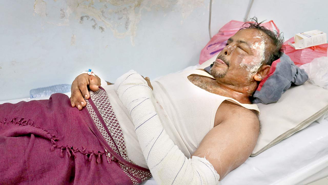 A man injured in the strike. Pic/AFP
