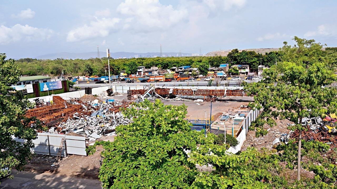 The site of the Ghatkopar hoarding collapse on June 12. Pic/Sayyed Sameer Abedi