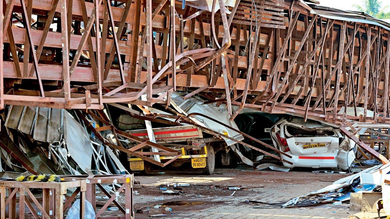 The site of the billboard collapse on May 15. Pic/Shadab Khan
