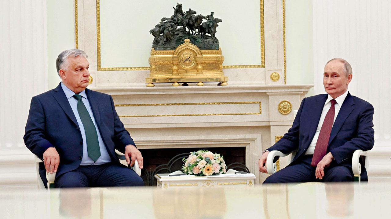 Hungary’s Orbán in Moscow for talks with Vladimir Putin