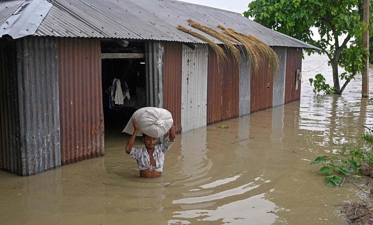 The flood waters have submerged 42476.18 hectares of crop area. 2208 villages under 84 revenue circles were affected in the second wave of flood