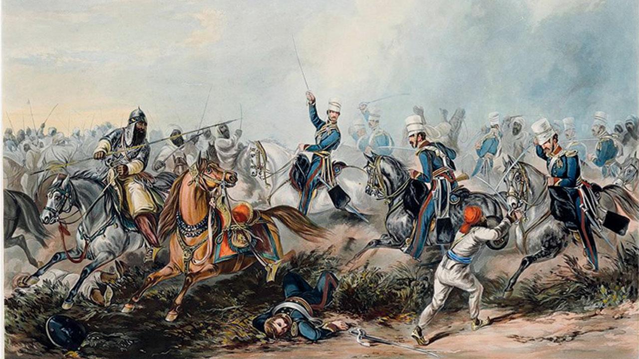  A set of hand-coloured aquatints by J Harris based on watercolours by Henry Martens documenting the First Anglo-Sikh War