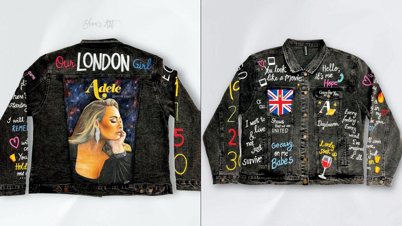 Hand-painted denim jacket featuring Adele