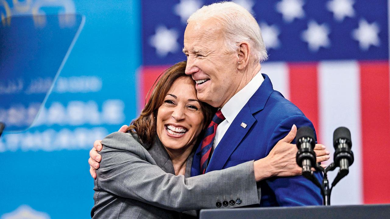 Kamala Harris with Joe Biden. Pic/AFP