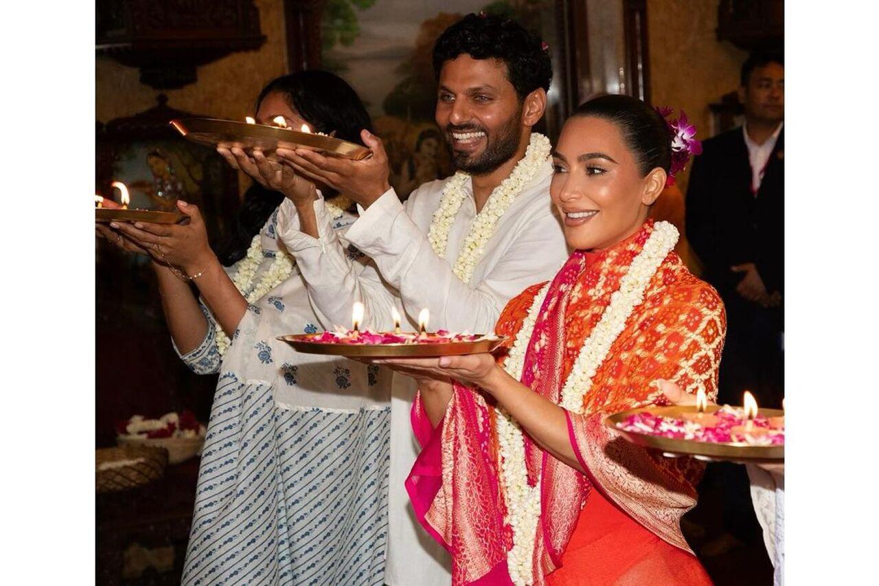Now, Kim and Khloe have shared pictures from their visit to the holy ISKCON temple