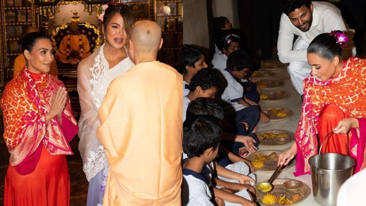 Kardashians at ISKCON! Kim and Khloe perform puja, serve food to kids