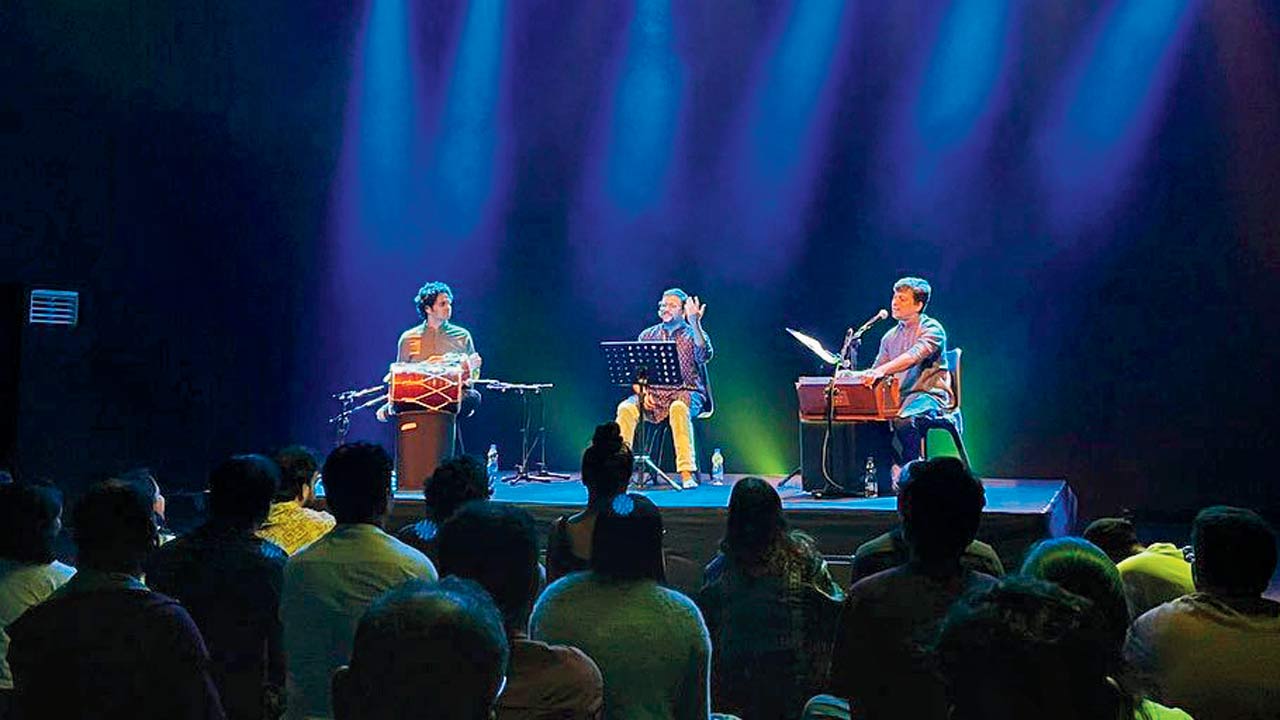 Sushant Herlekar, Gopal Datt, and Siddharth Padiyar in performance. Pics Courtesy/Instagram