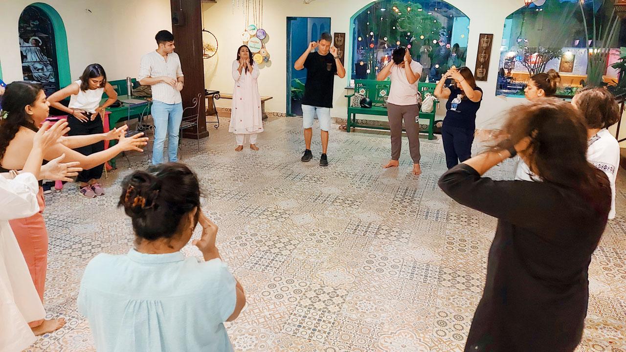 A moment from a drama-based activity during a previous session