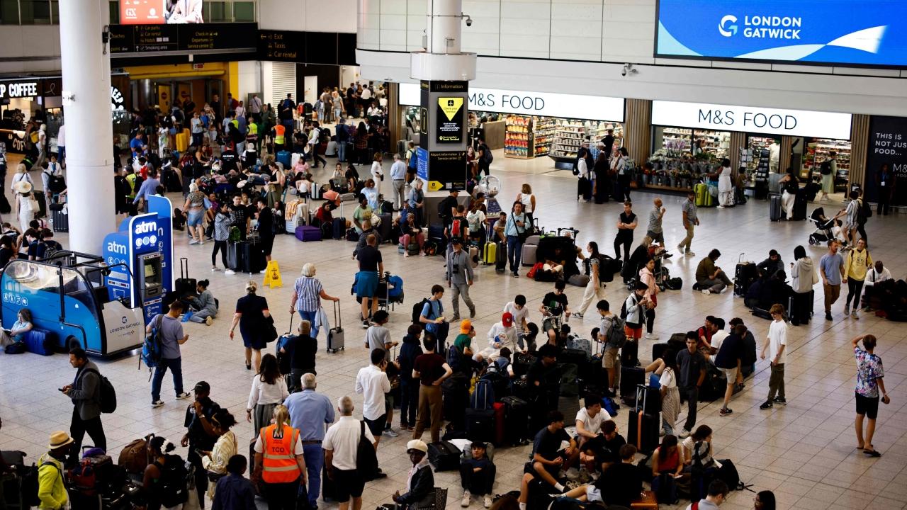 Meanwhile, the passengers at Gatwick Airport had to wait for hours as some flights were cancelled or delayed, in Horley in south of London
