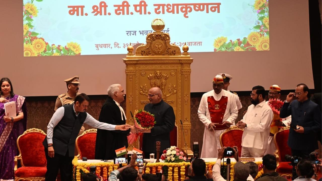 Mumbai: C P Radhakrishnan takes charge as Maharashtra Governor