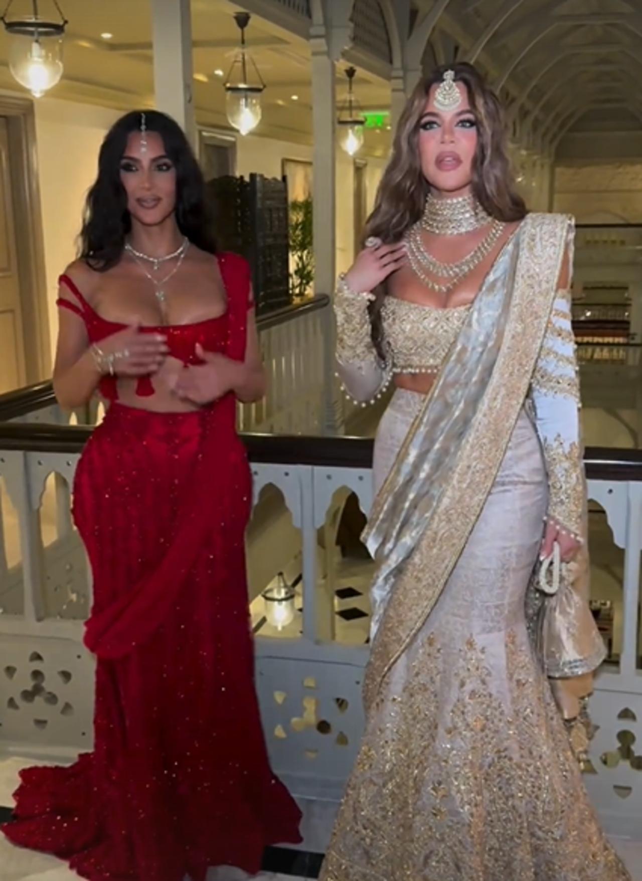 To wow everyone, Kim Kardashian and Khloe Kardashian decided to wrap themselves in the drape of tradition as they both wore stunning sarees for the function