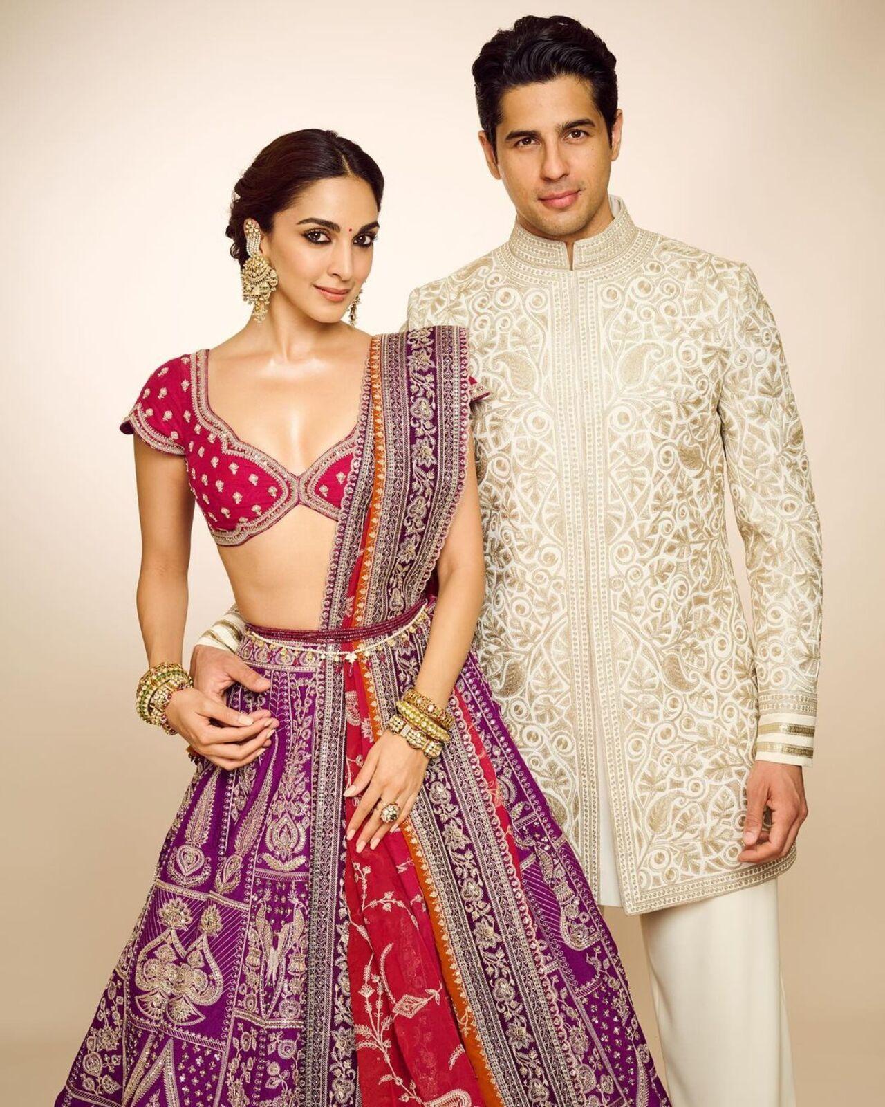 In the pictures, Kiara is wearing a purple lehenga paired with a V-neck pink blouse. The heavily decorated lehenga and blouse were paired with a stunning dupatta, while Sid complemented his lady love in a beautiful ivory sherwani