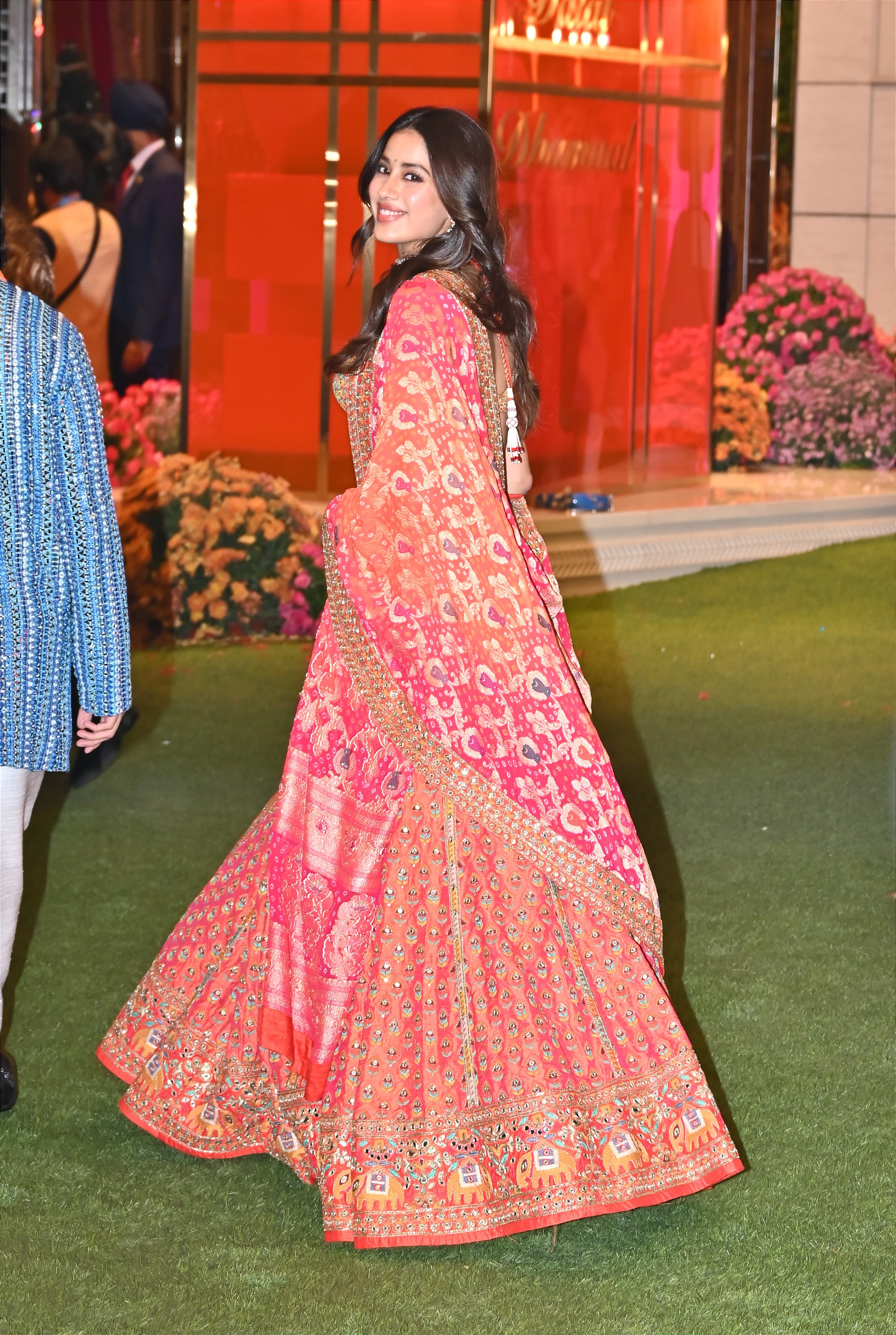The ceremony was attended by Radhika Merchant's close friend Janhvi Kapoor, who looked stunning in a pink lehenga