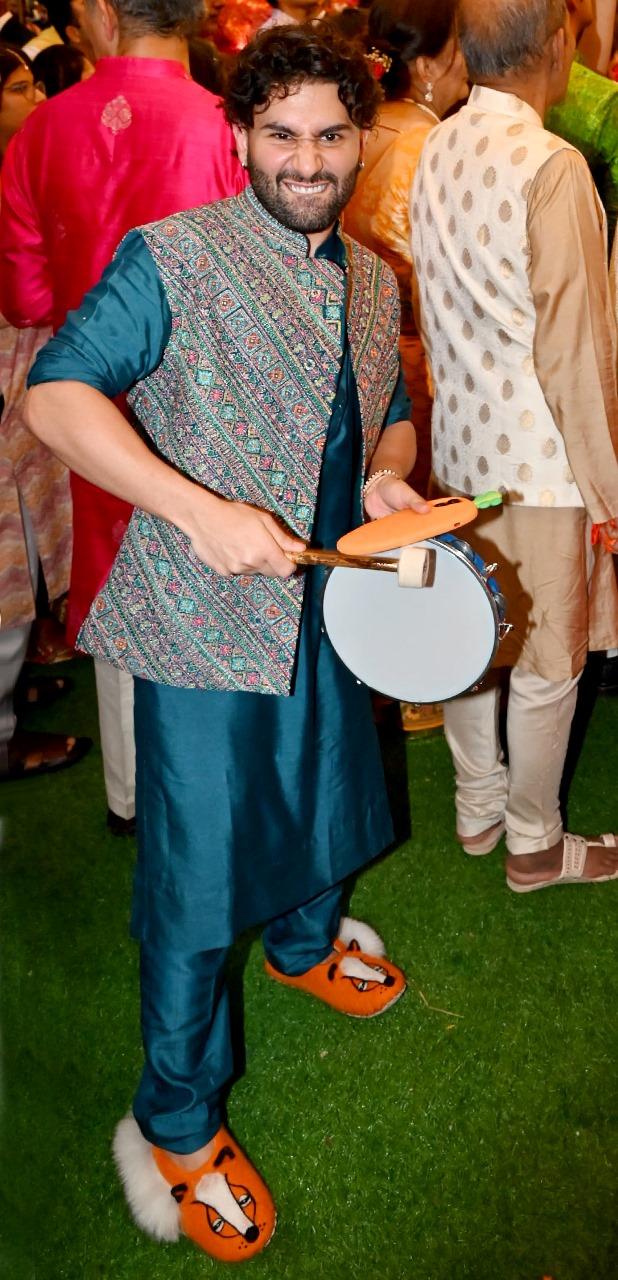Ambani's close friend and social media sensation Orry was seen enjoying his time as he beat the dhol