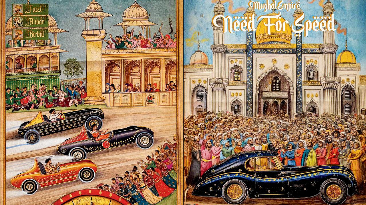 The artworks created by Varun Gupta depict a race set in the Mughal era 