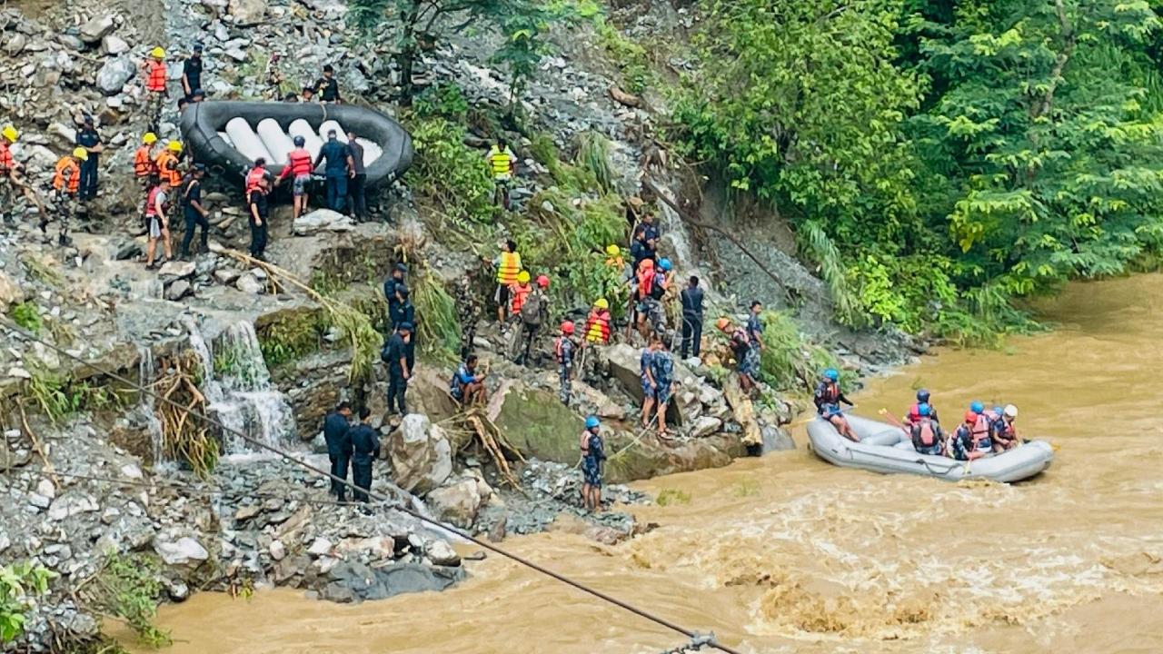 The two buses carrying 65 passengers went missing in the Trishuli River in the landslides at Simaltal area along the Narayanghat-Mugling road in Chitwan district, myRepublica news portal reported quoting officials