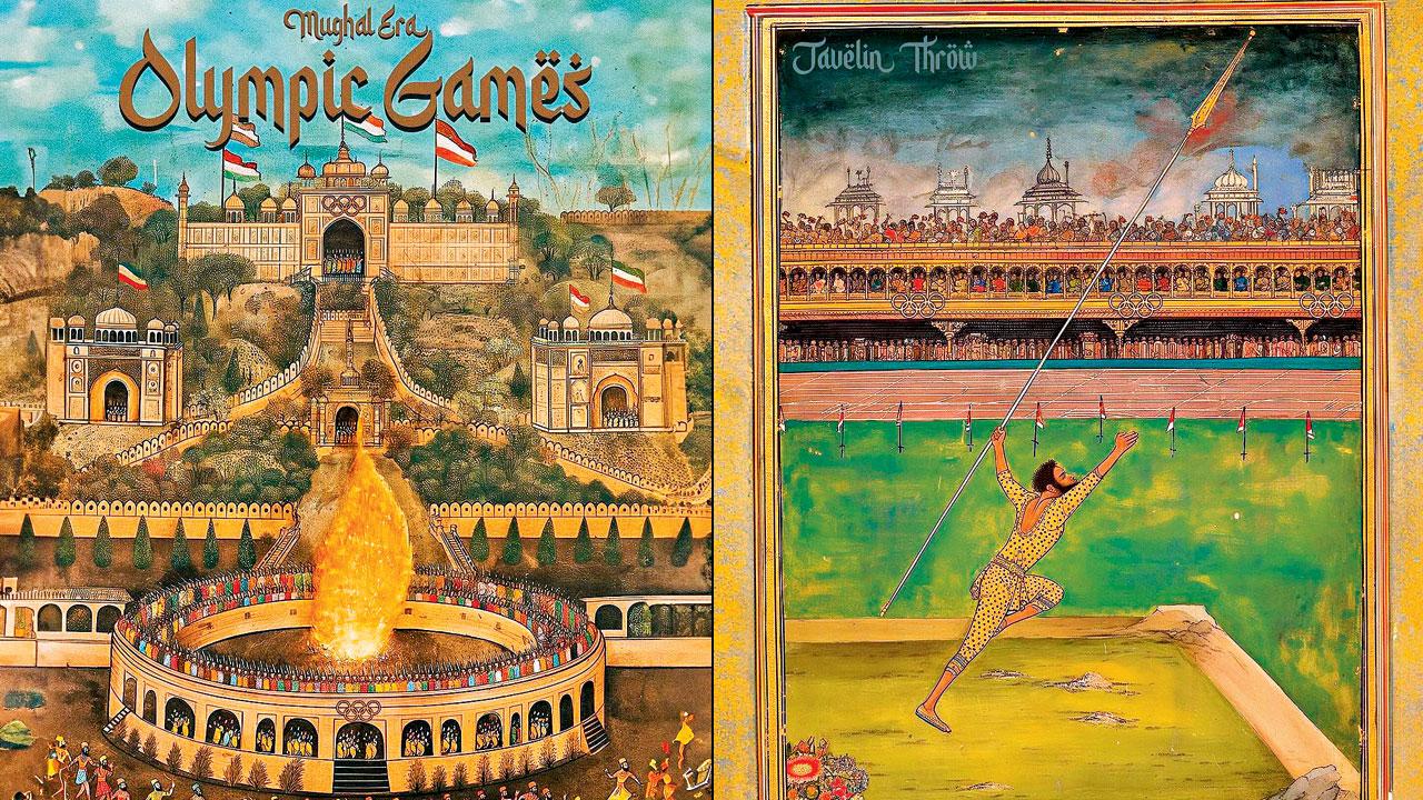 AI artworks reimagine the Olympic Games in the Mughal miniature art style