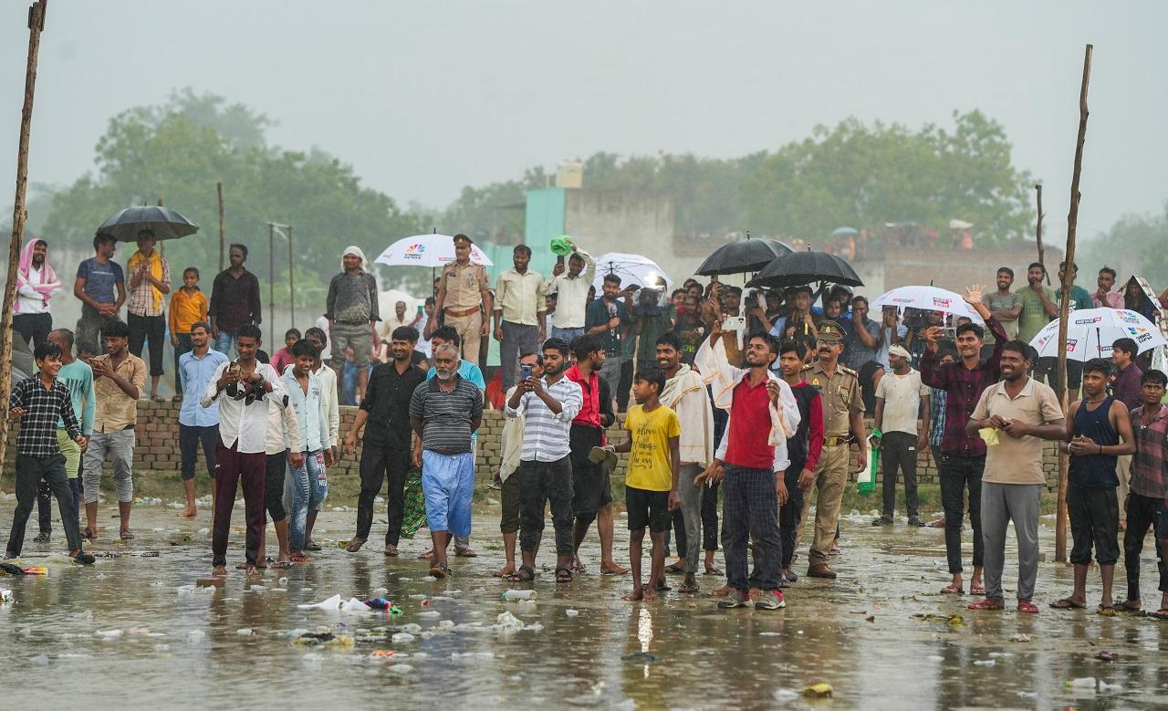 Uttar Pradesh Chief Minister Yogi Adityanath met those injured in the Hathras stampede -- which took place at around 3.30 pm when the Baba was leaving the venue with some accounts saying people slipped in the slush as they ran after the preacher's car