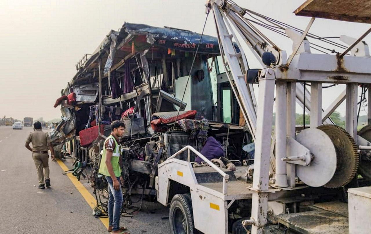 District Magistrate Gaurang Rathi said it appears that the bus, which was coming from Motihari in Bihar, was speeding and hit the milk tanker from behind