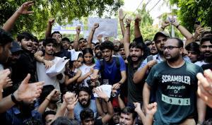 In Photos: Students protest after basement flooding claims three lives in Delhi