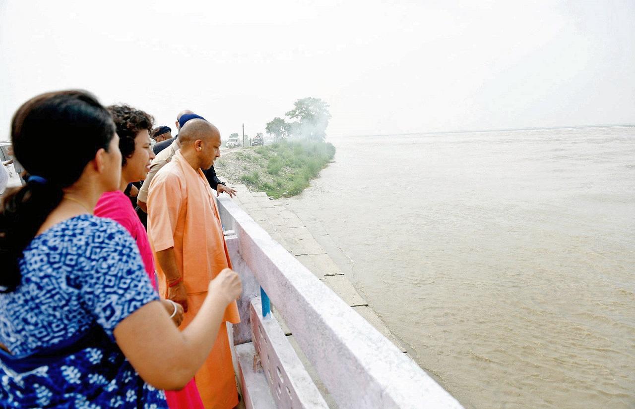 Earlier on Wednesday, Yogi Adityanath inspected the flood-affected areas in Lakhimpur Kheri. He also conducted an aerial survey, met the flood-affected people in Pilibhit, and distributed relief materials