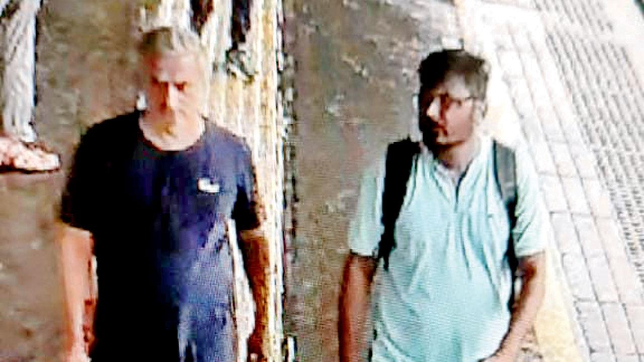 Harish and Jay Mehta seen walking on the platform
