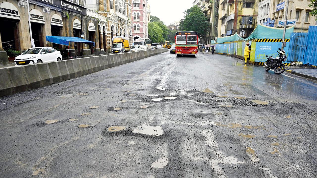 Potholes on DN Road, Fort. Pic/Ashish Raje