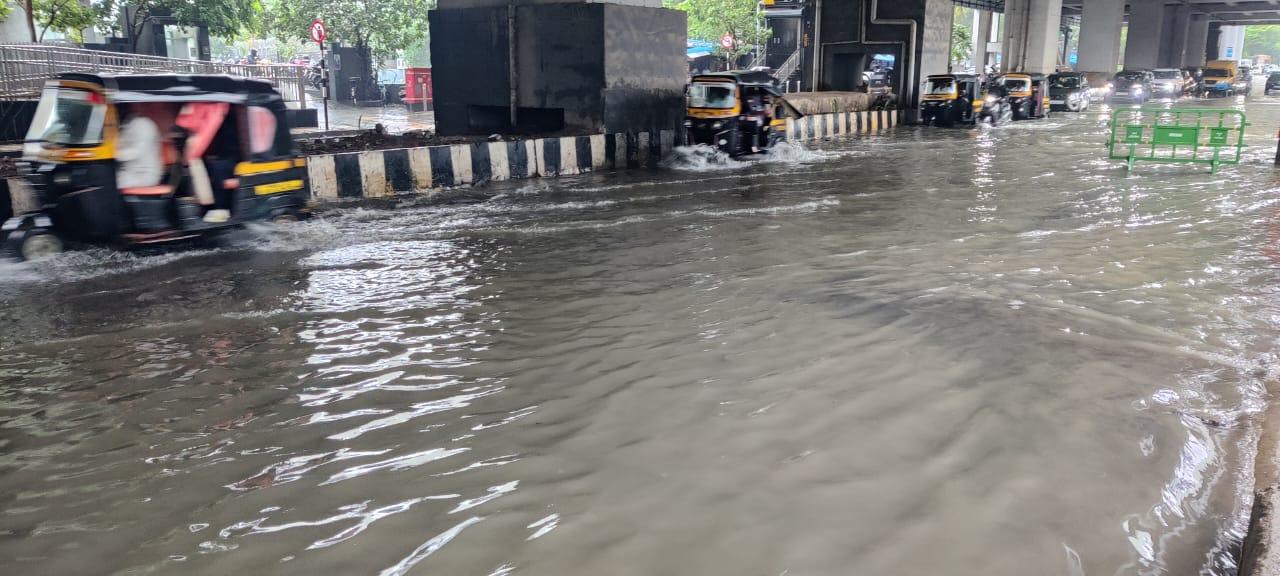 Some low-lying areas saw waterlogging due to the heavy rains since early morning, forcing the Brihanmumbai Electric Supply and Transport (BEST), which operates passenger buses in the city, to divert its vehicles on half a dozen routes in Aarey Colony