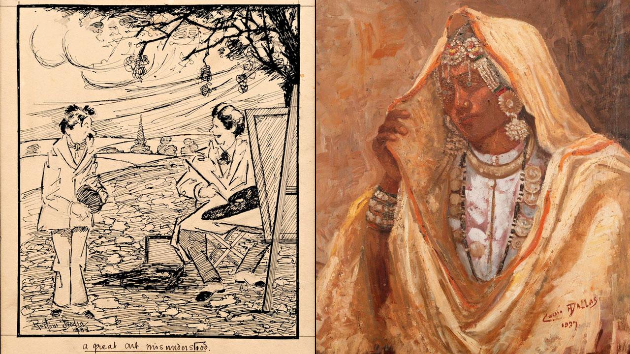 A section from Rustom Siodia, A Great Art Misunderstood, 1933 (right) Cumi Dallas, Untitled (Portrait of a woman wearing jewellery)