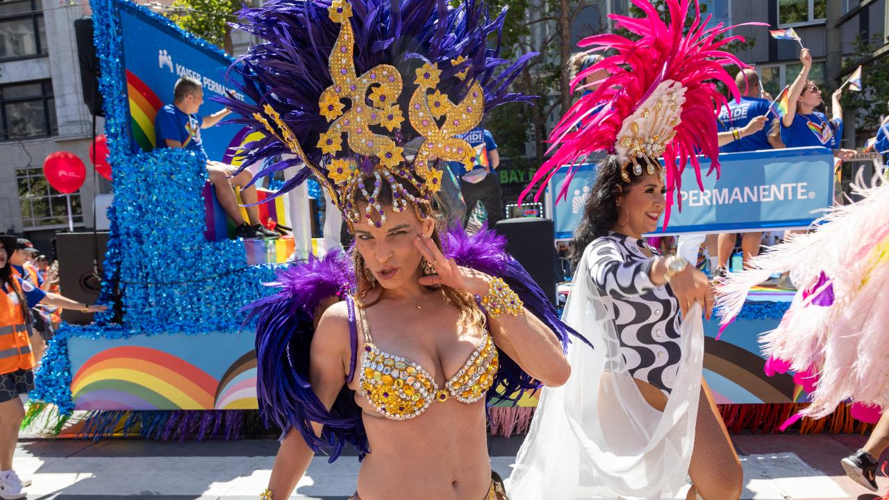 Members from the LGBTQIA+ community gather from all over to march during the 54th Annual San Francisco Pride Parade on June 30 in California.