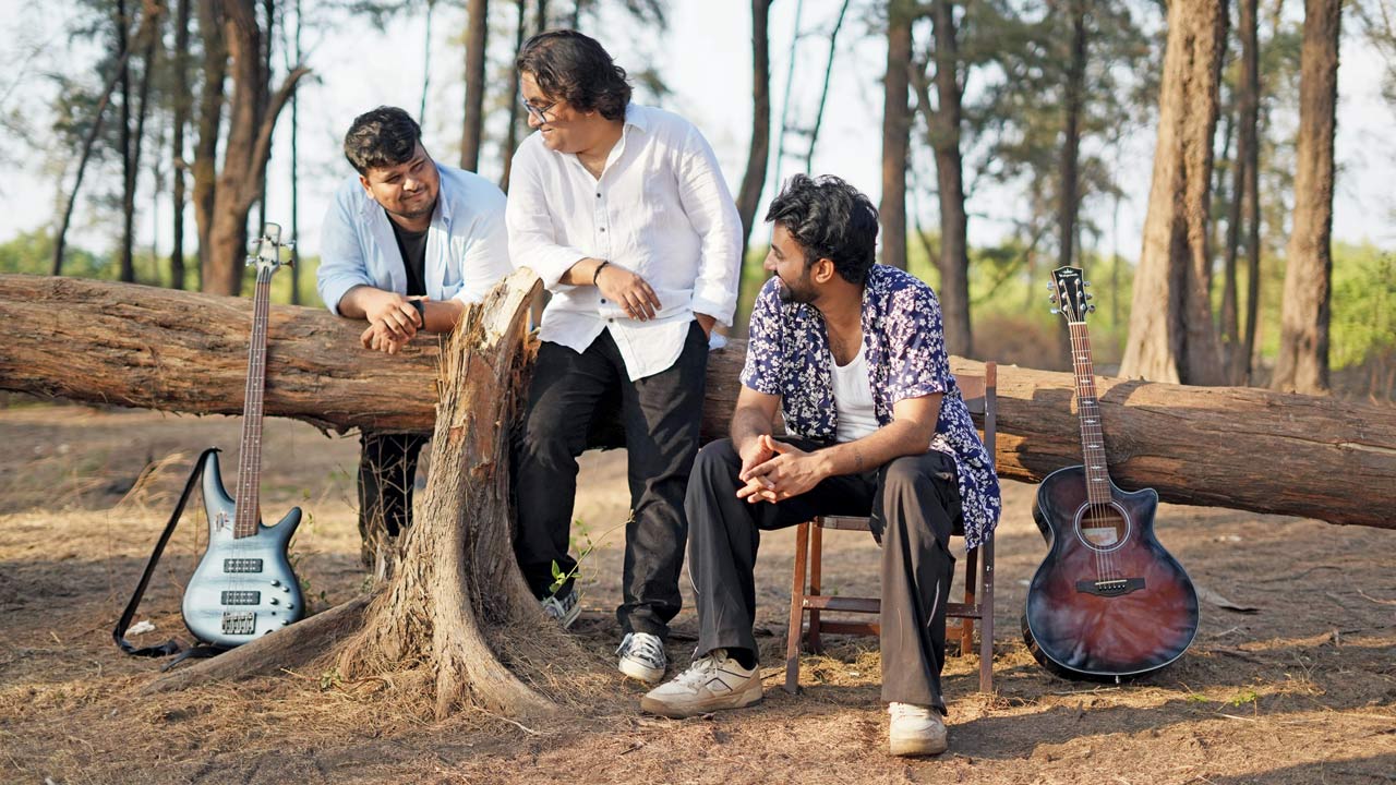(From left) Shrey Gupta, Swanand Kirkire, and Bharath Rajeevan