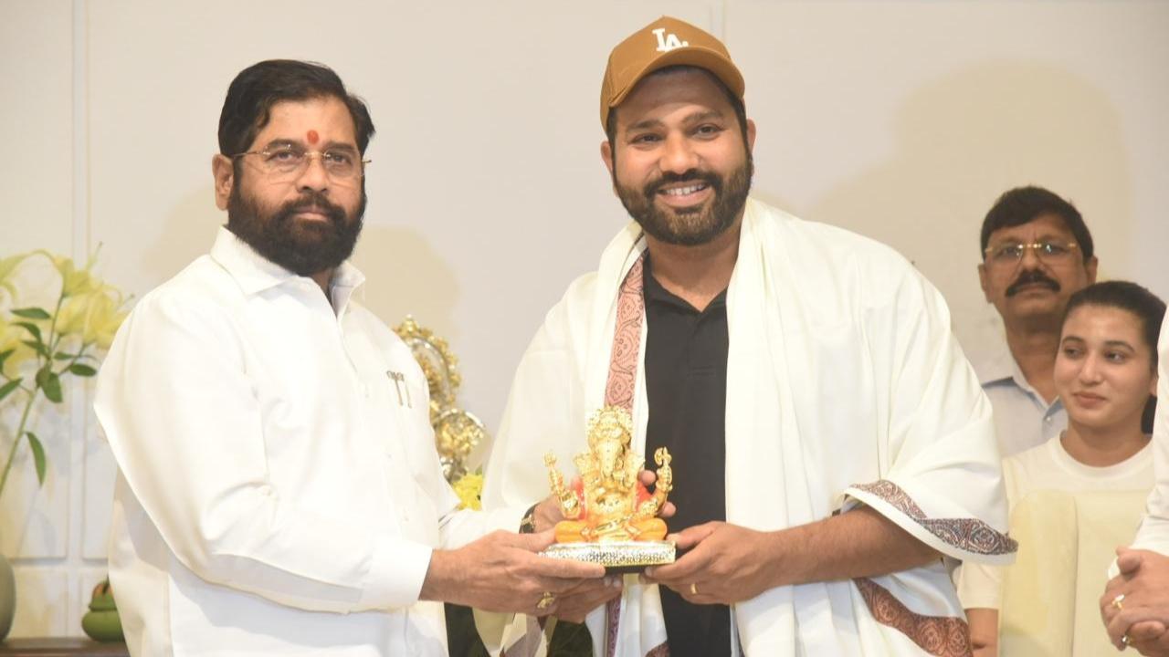 IN PHOTOS: CM Shinde felicitates Rohit Sharma, other Team India players