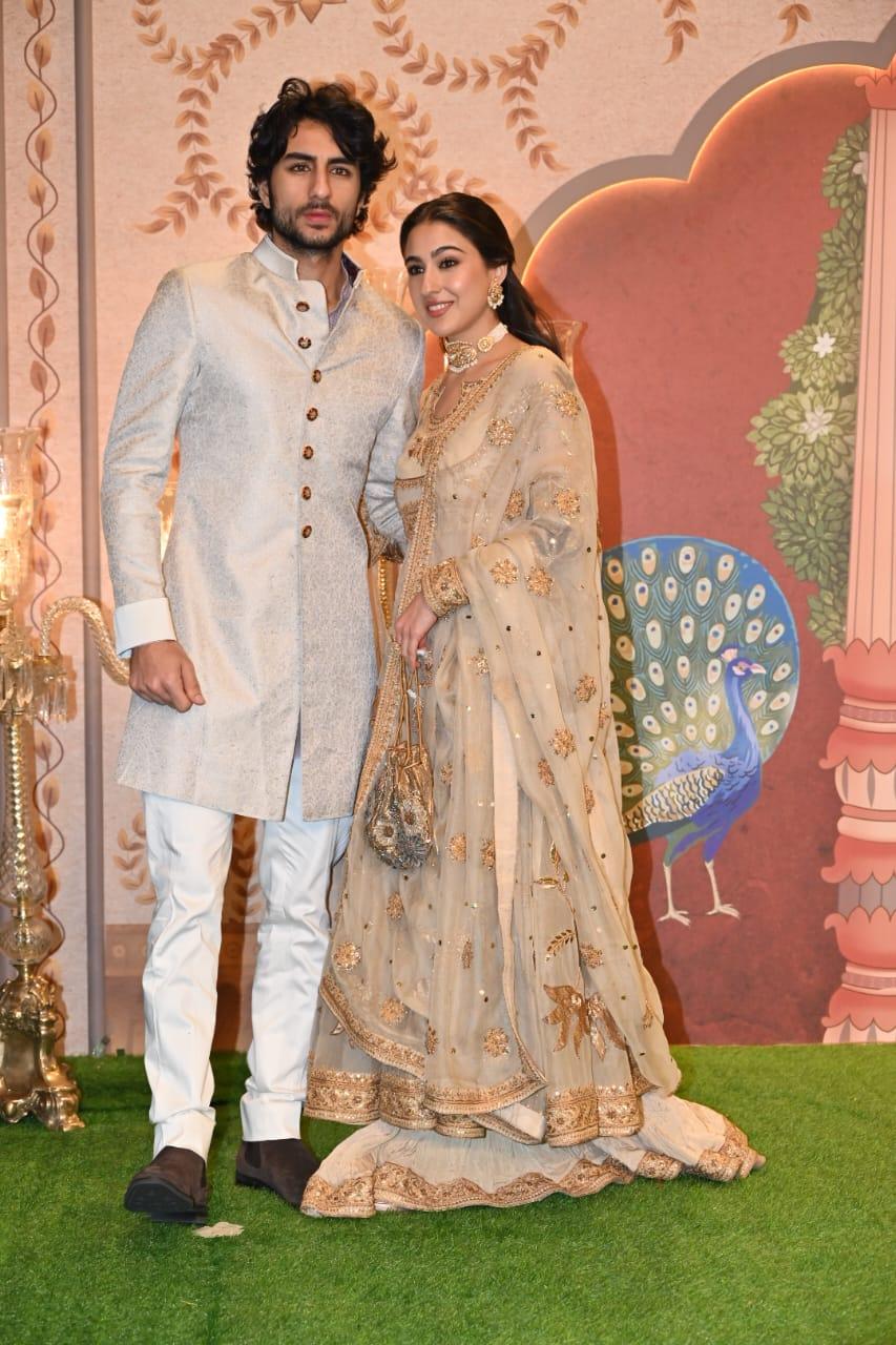 Ibrahim looked the picture of handsome in an ivory sherwani while Sara Ali Khan looked elegant in a cream saree