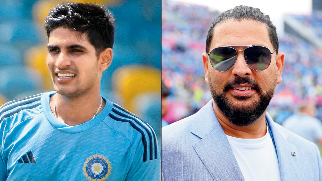 India batsman Shubman Gill and Yuvraj Singh. Pic/Getty Images
