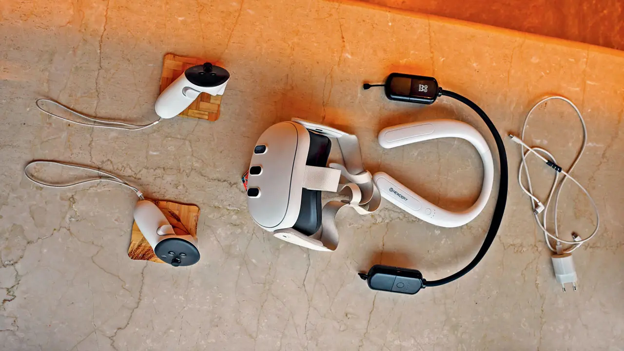 The VR headset and controllers