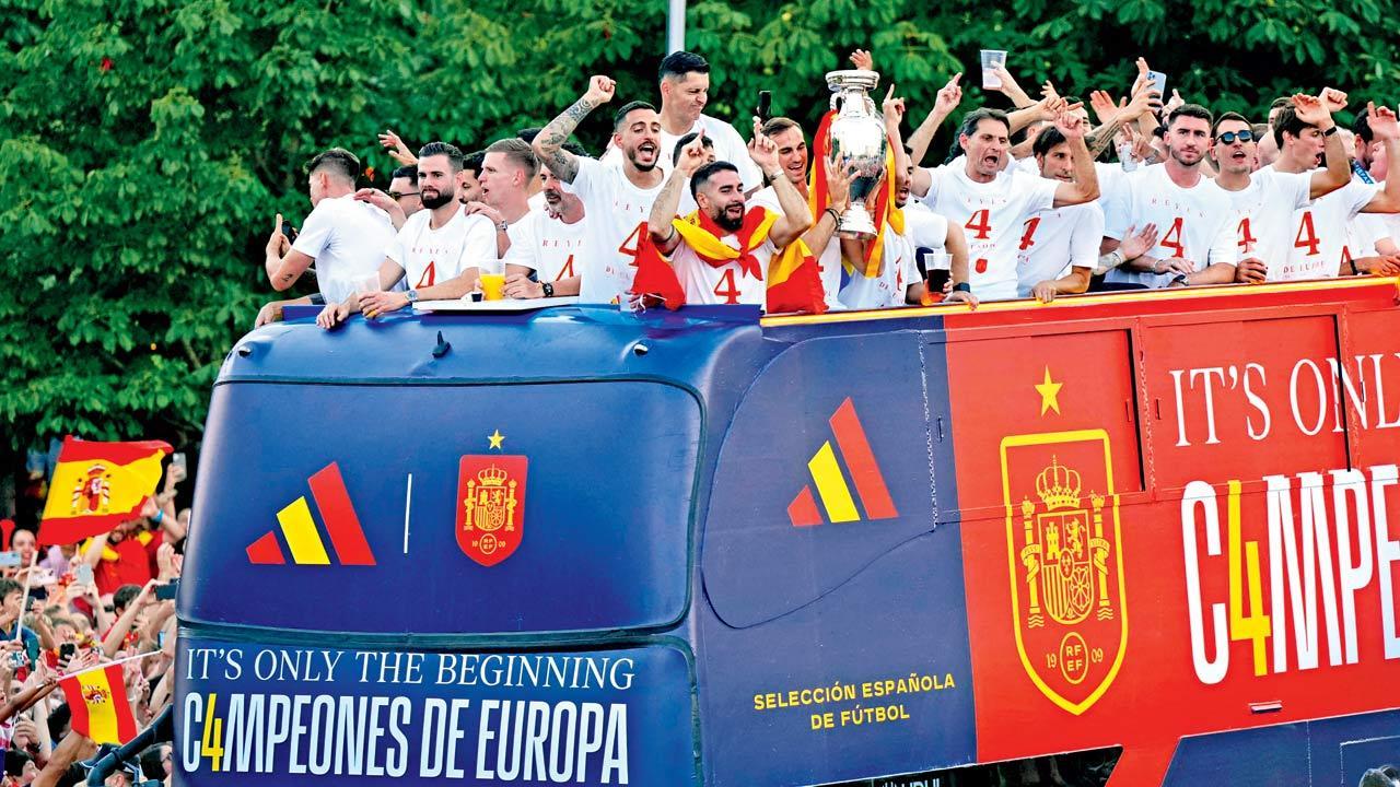 Euro 2024: Champions Spain enjoy open bus parade in Madrid