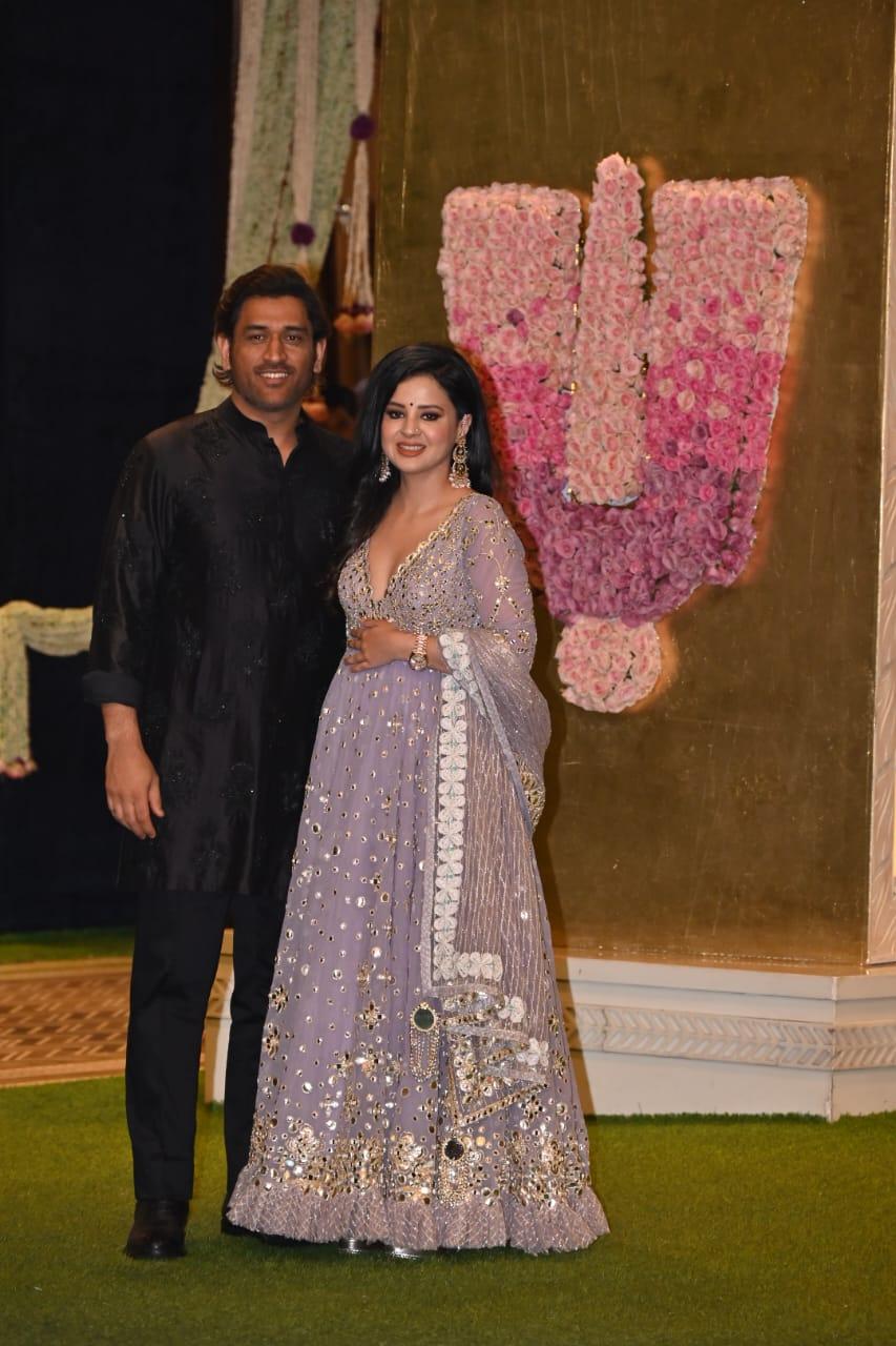 Ambani family's close friend and former cricketer MS Dhoni also attended the puja ceremony with his wife Sakshi Dhoni