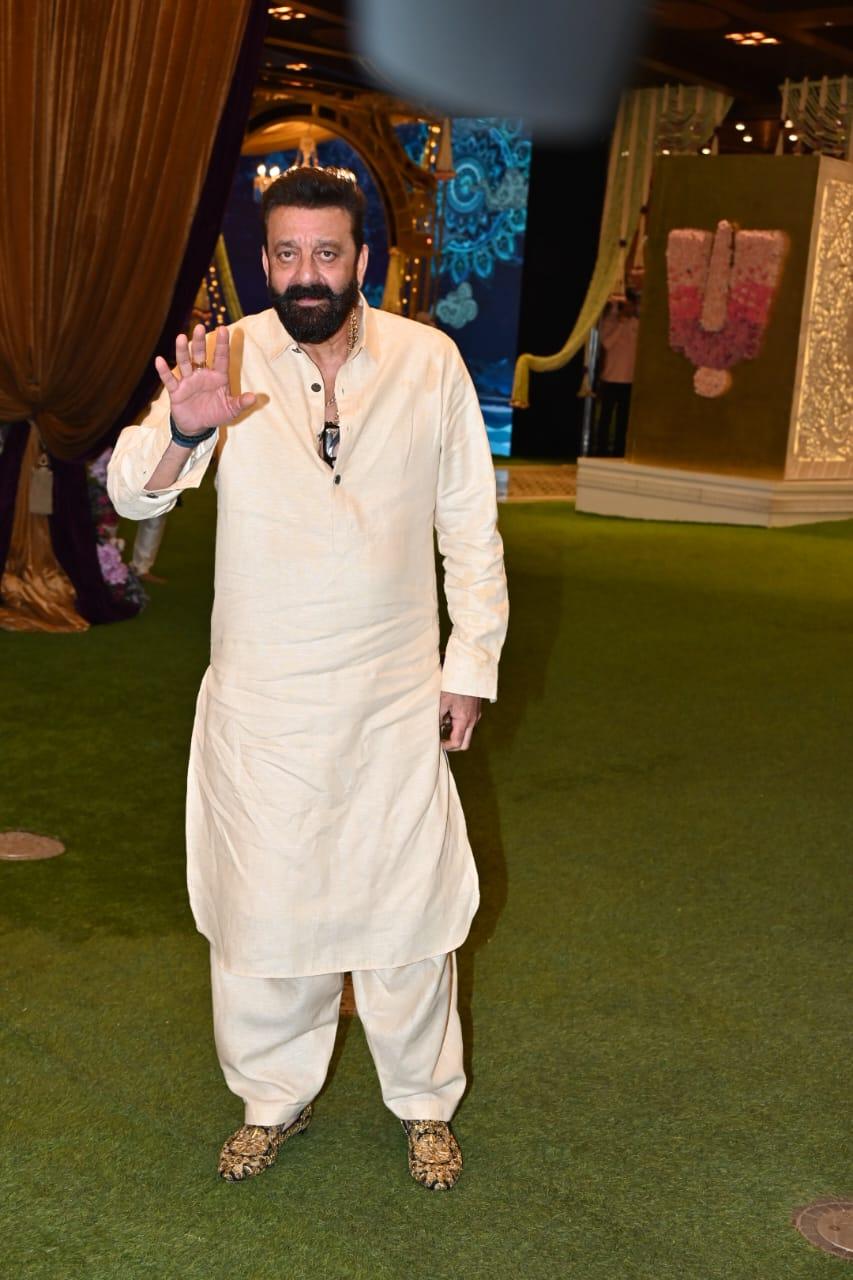 Sanjay Dutt was clicked wearing an all-white kurta set for a special puja ahead of Anant Ambani and Radhika Merchant's wedding