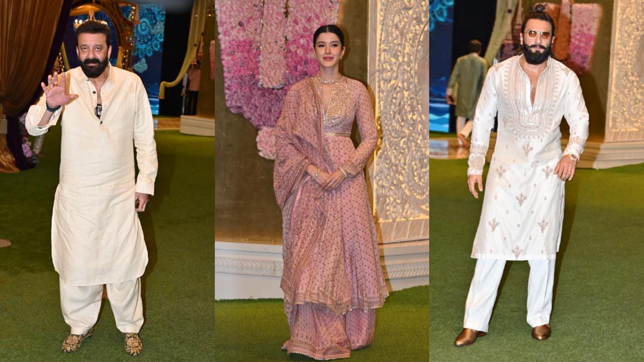 Sanjay Dutt, Shanaya Kapoor, Ranveer, & others attend special puja at Antilia