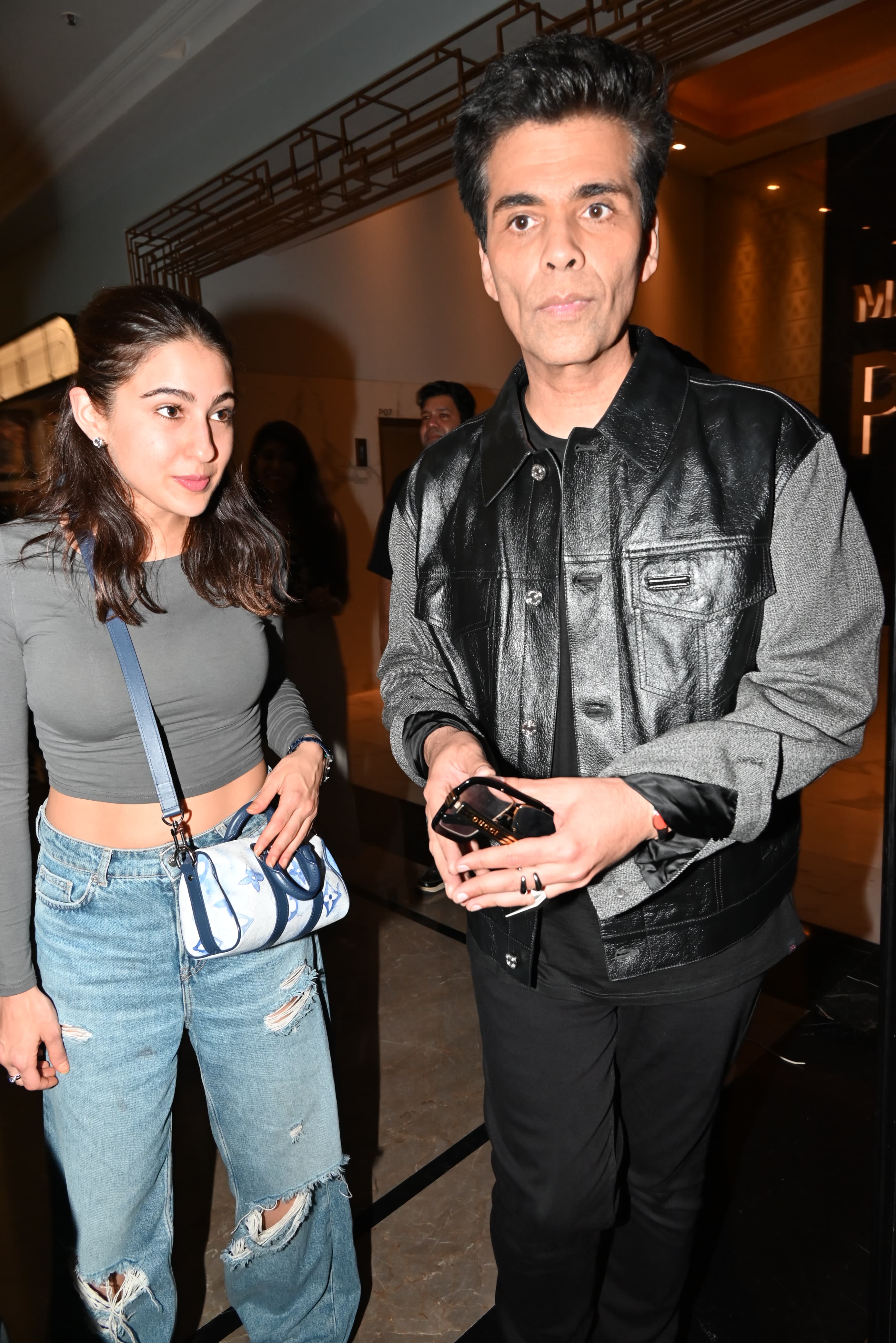Karan Johar and Sara Ali Khan spend quality time together at BadNewz screening