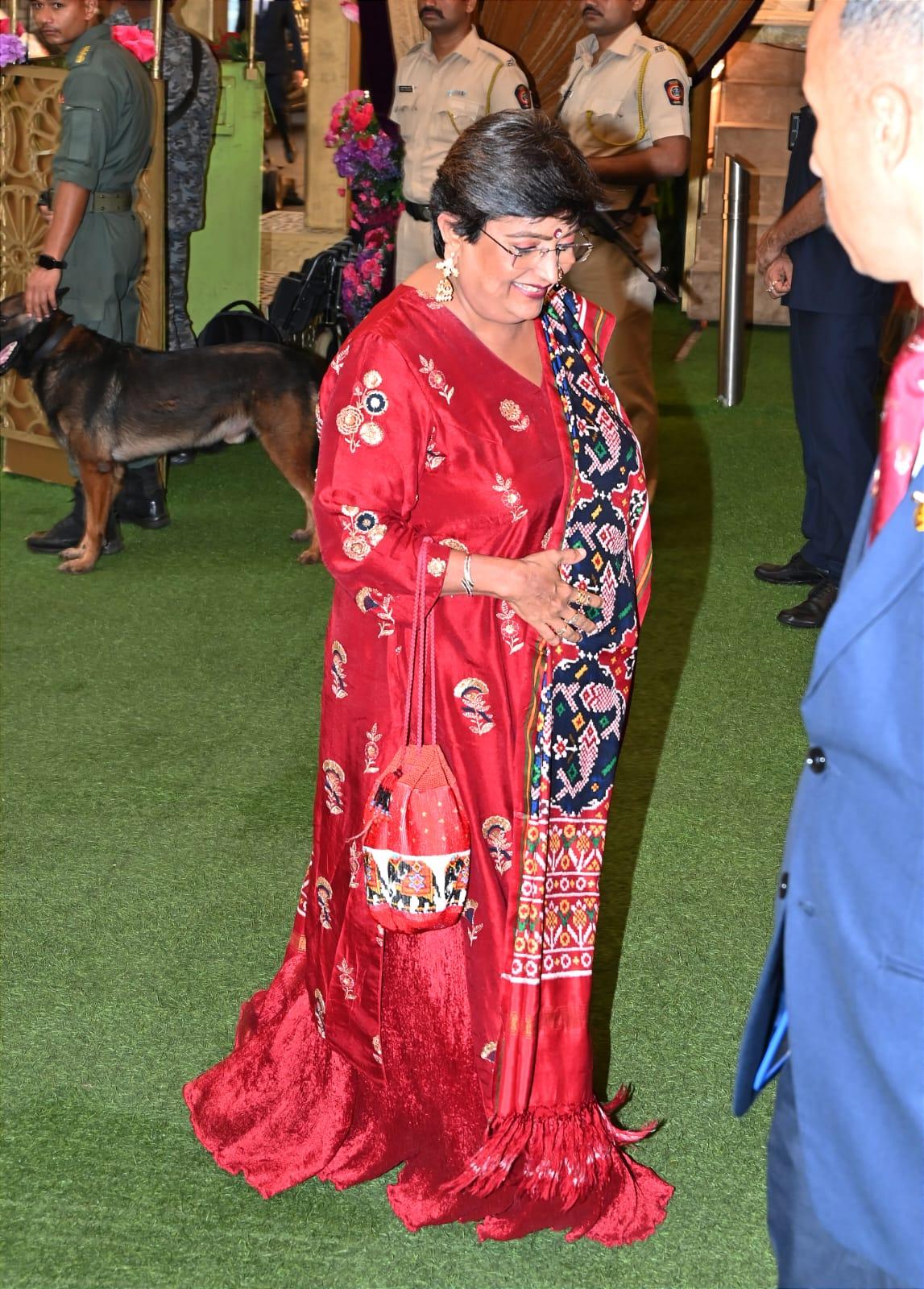 Mehendi artist Veena Nagda was clicked outside Antilia