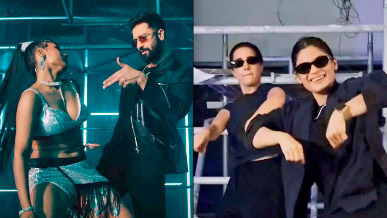 (Left) Vicky Kaushal in the music video; (right) Kusha Kapila and Srishti Dixit in the parody video, PICS COURTESY/INSTAGRAM